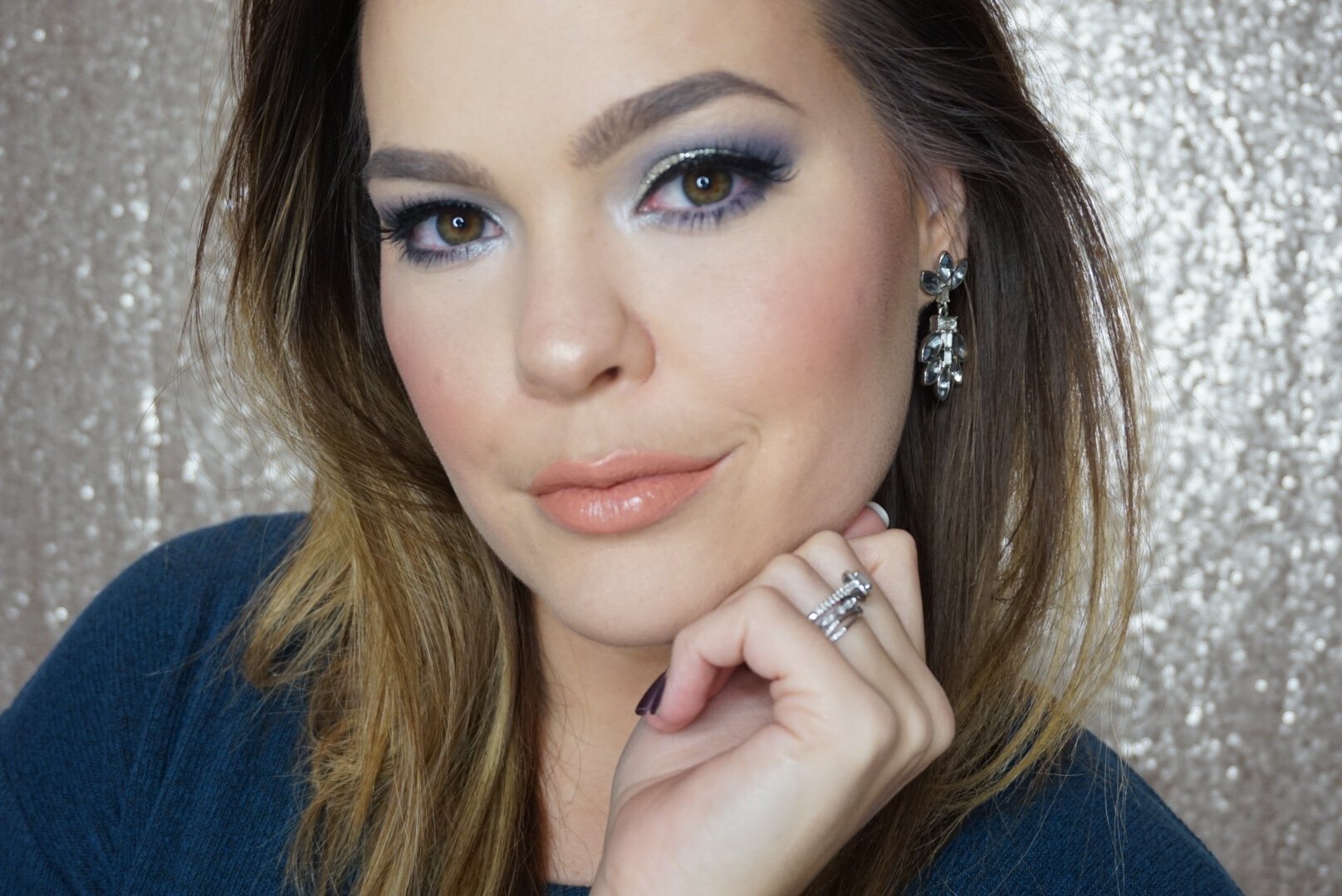 blue silver makeup look