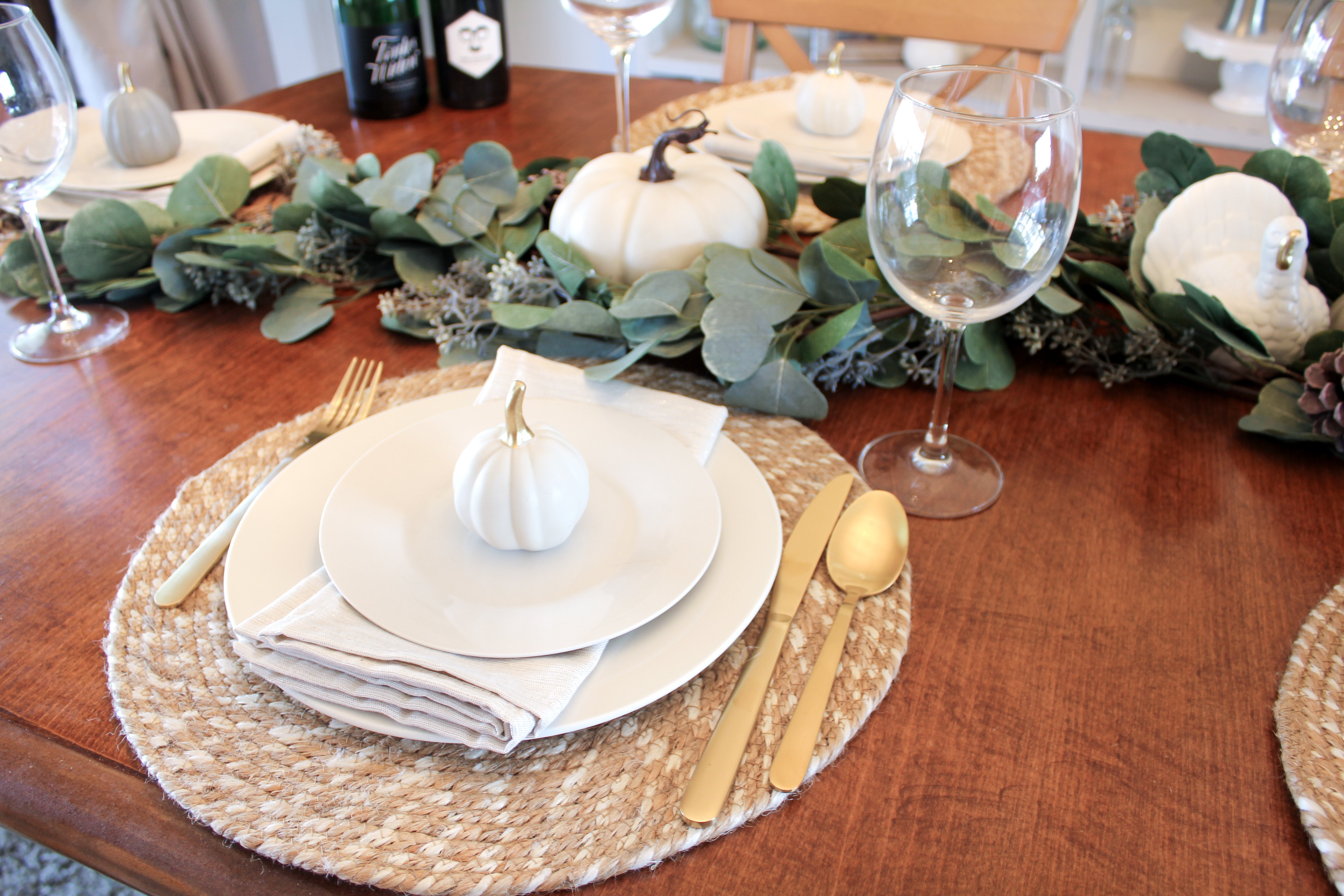 Neutral Thanksgiving Table Setting - Kelsie Kristine