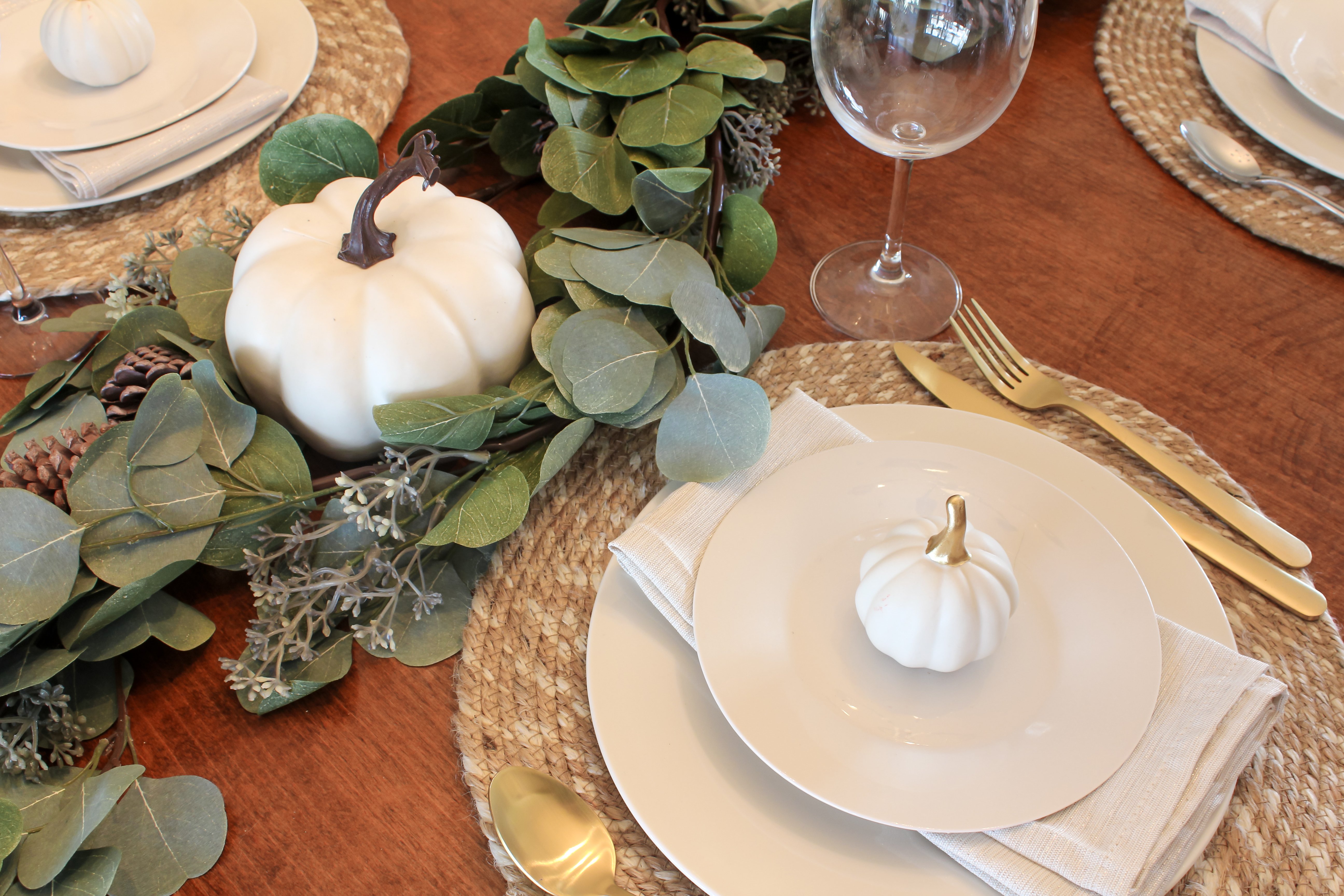 Neutral Thanksgiving Table Setting - Kelsie Kristine