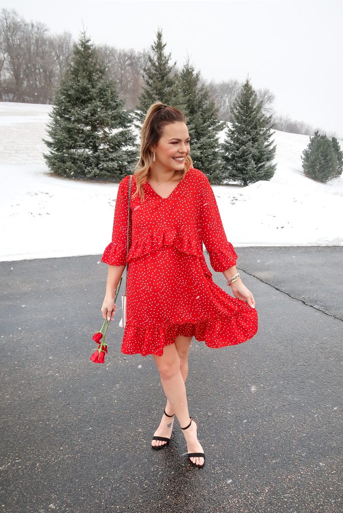 Lulus red store polka dot dress