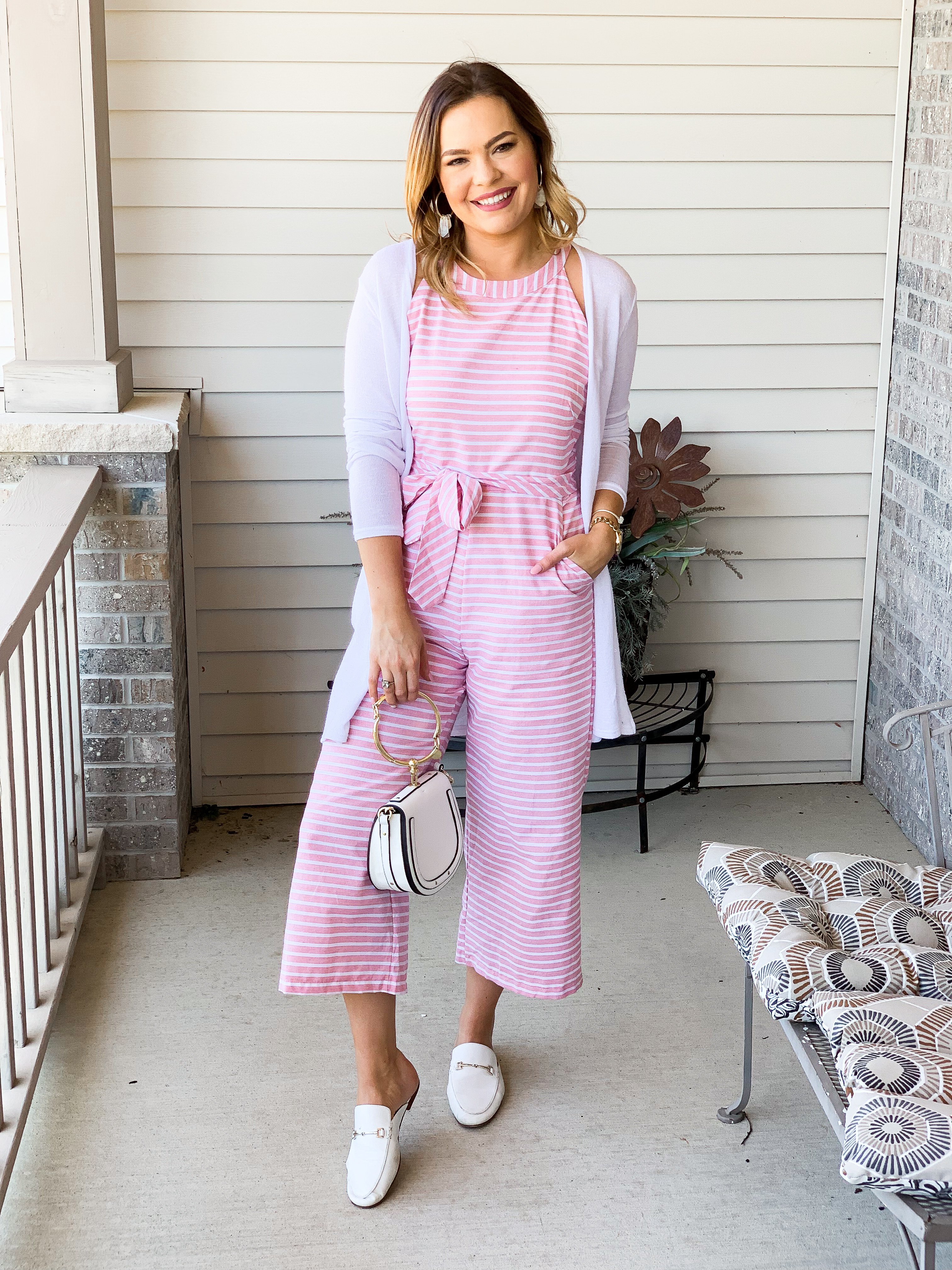 Pink and best sale blue striped jumpsuit