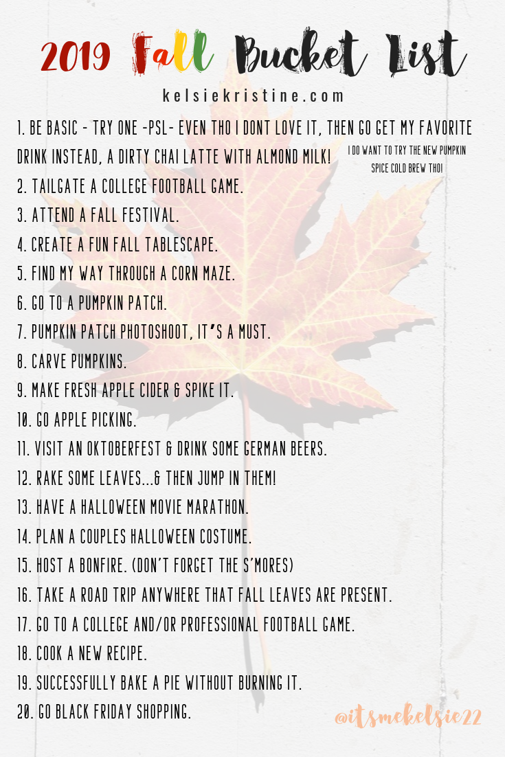 fall 2019 bucket list