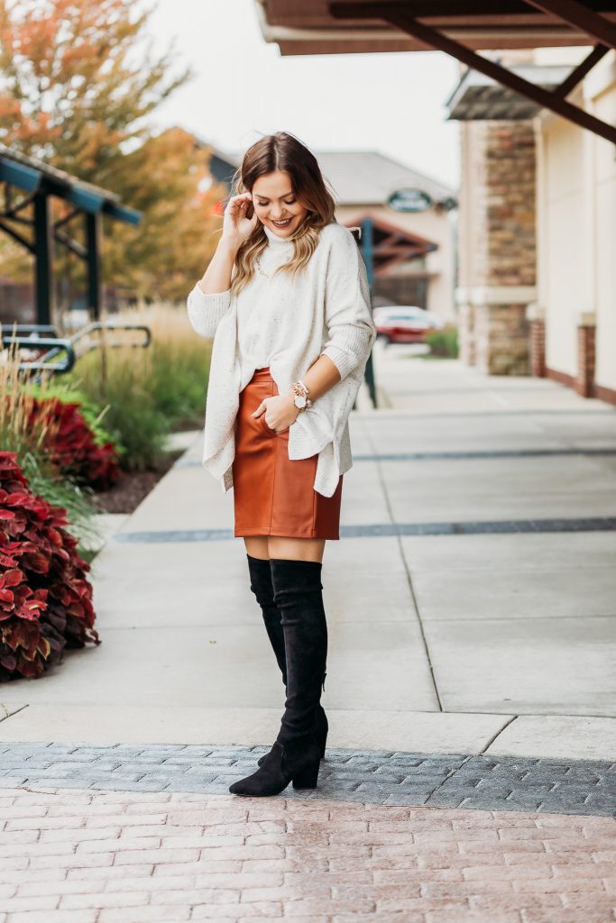 2 Ways To Style A Faux Leather Skirt For Fall - Kelsie Kristine