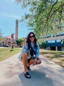 oversized denim jacket look